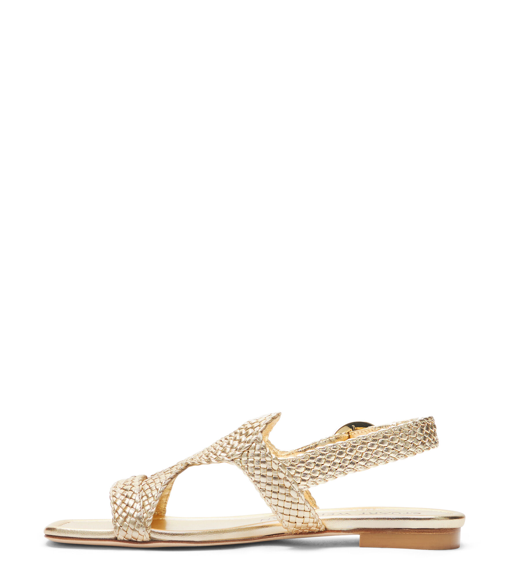 WOVETTE FLAT SANDAL in LIGHT GOLD for Women | Stuart Weitzman®
