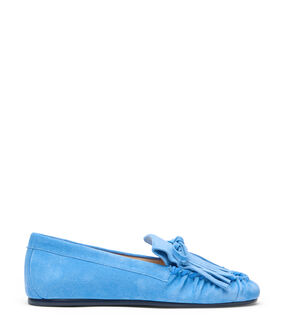 Stuart Weitzman BRITT FRINGE MOCCASIN MYKONOS BLUE SN794SPDVLS