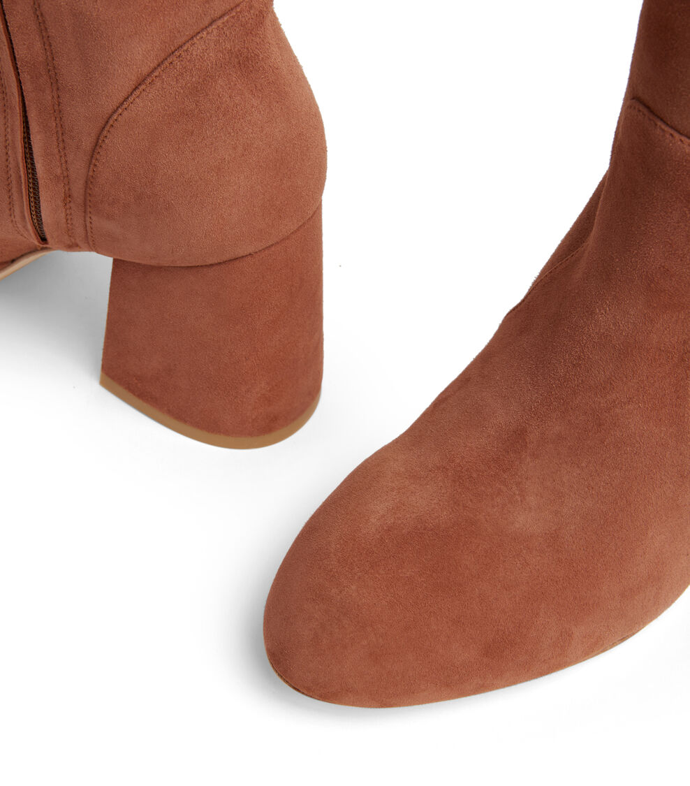 Stuart Weitzman FLAREBLOCK 85 SLOUCH BOOT CAPPUCCINO SF416SUECAP