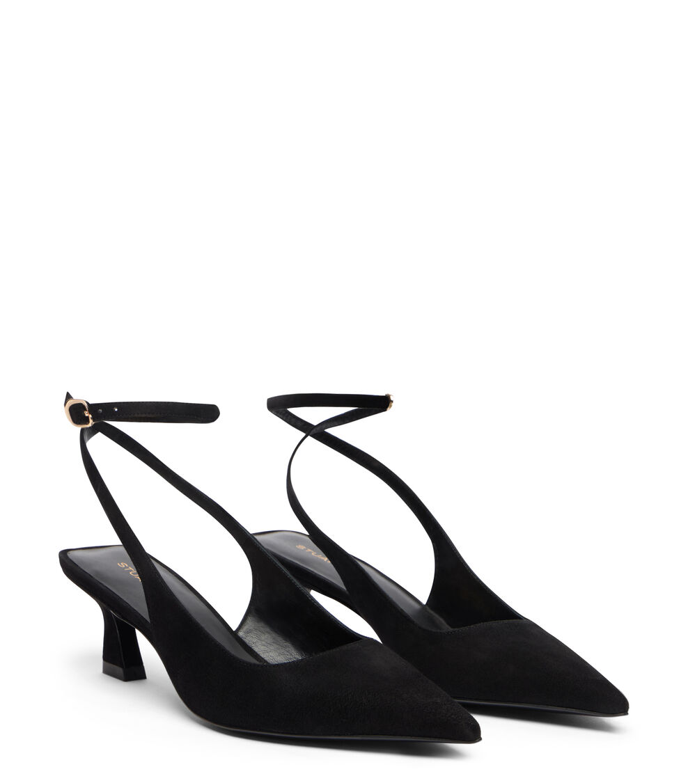 Stuart Weitzman VINNIE 50 STRAP PUMP BLACK SM358SUEBLK