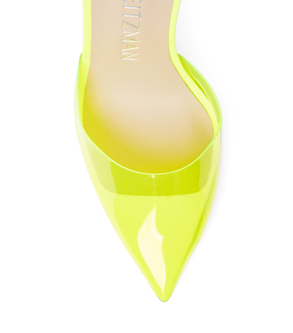 Stuart Weitzman STUART GLAM 100 STRAP PUMP NEON YELLOW SC001FUPUKN