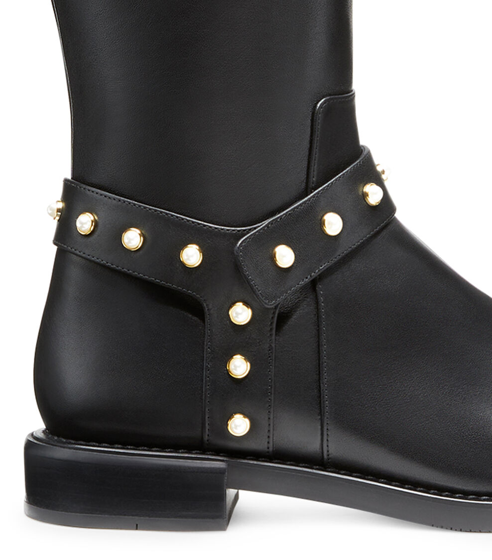 Stuart Weitzman PEARL MOTO BOOT BLACK SB870SMOBLK