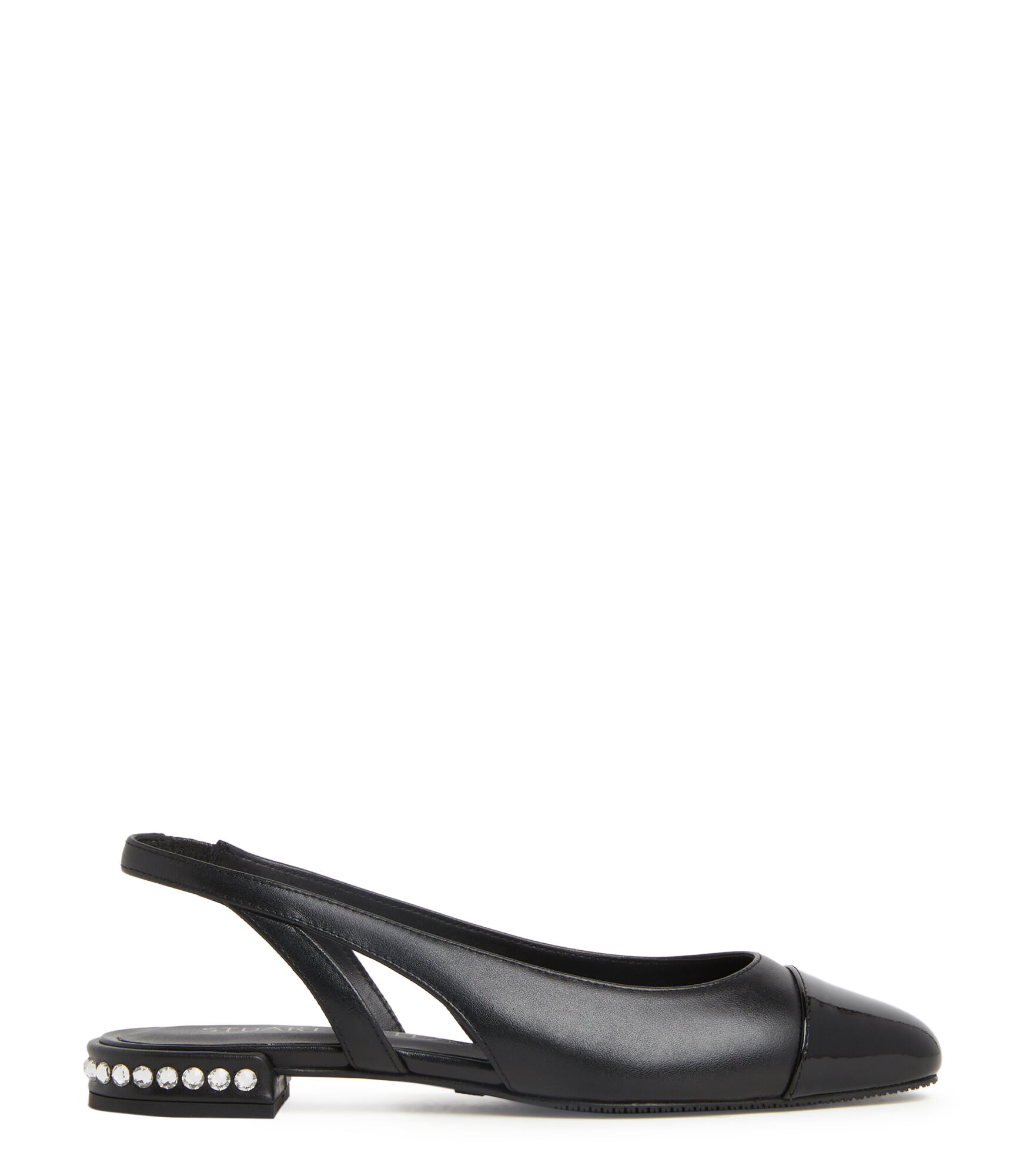 Stuart Weitzman , Crystal Slingback, Flats And Loafers, Black, Smooth Calf