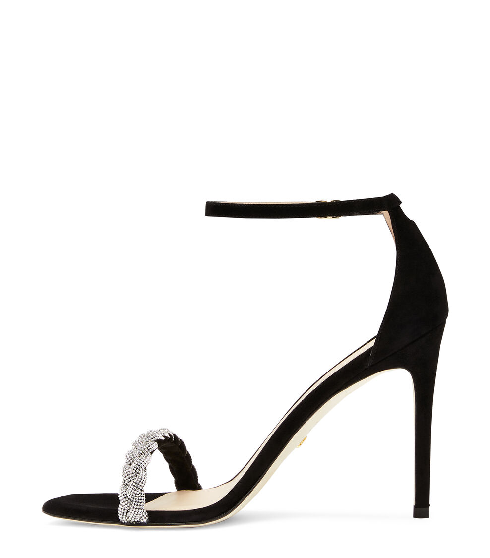 Stuart Weitzman NUDISTCURVE 100 HIGHSHINE SANDAL BLACK S7055SUEBLK