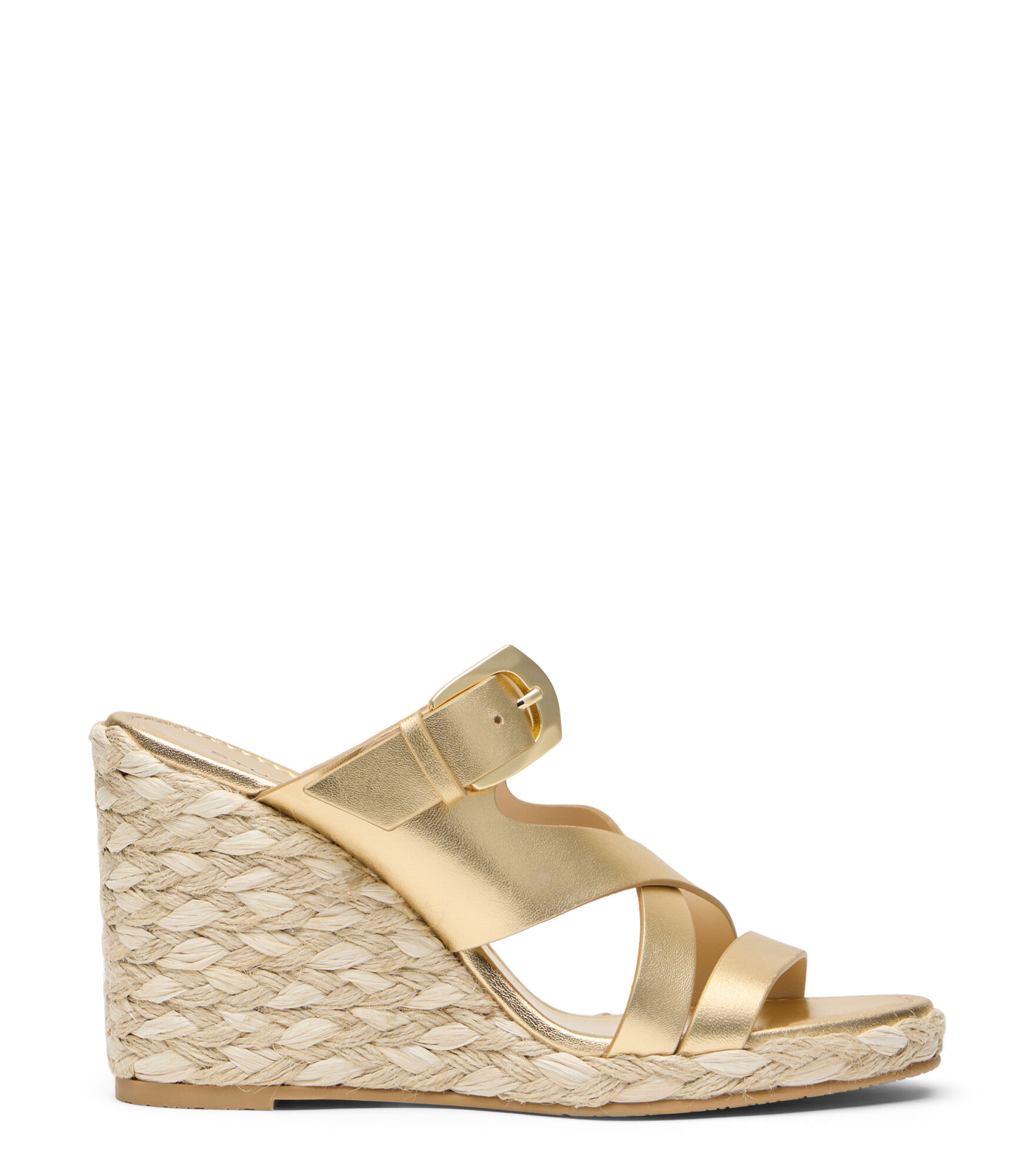 Stuart Weitzman, SAI ESPADRILLE WEDGE, WEDGES, GOLDEN, LIQUID METALLIC