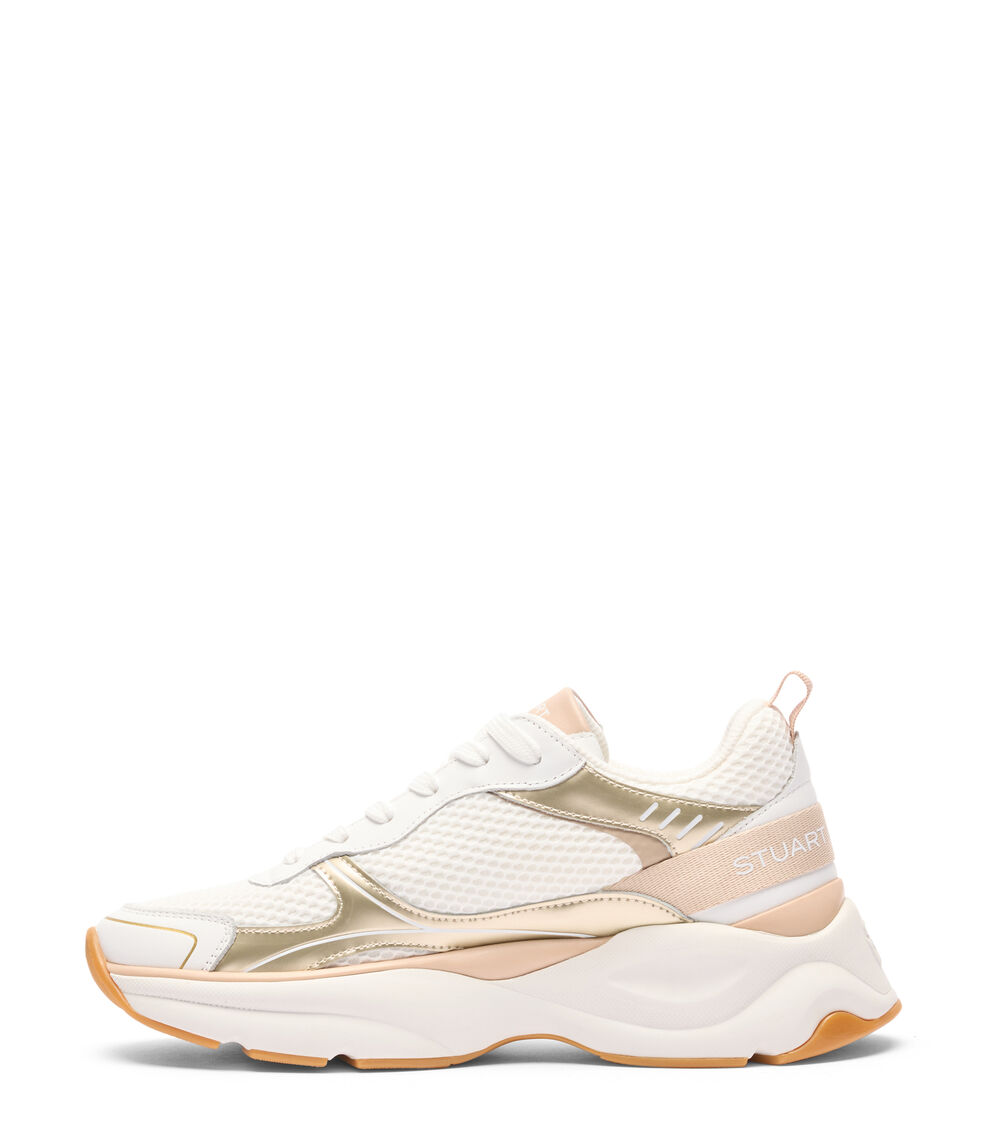 Stuart Weitzman SW TRAINER WHITE/BARELY BEIGE/PLATINUM SL648CMLY8Z