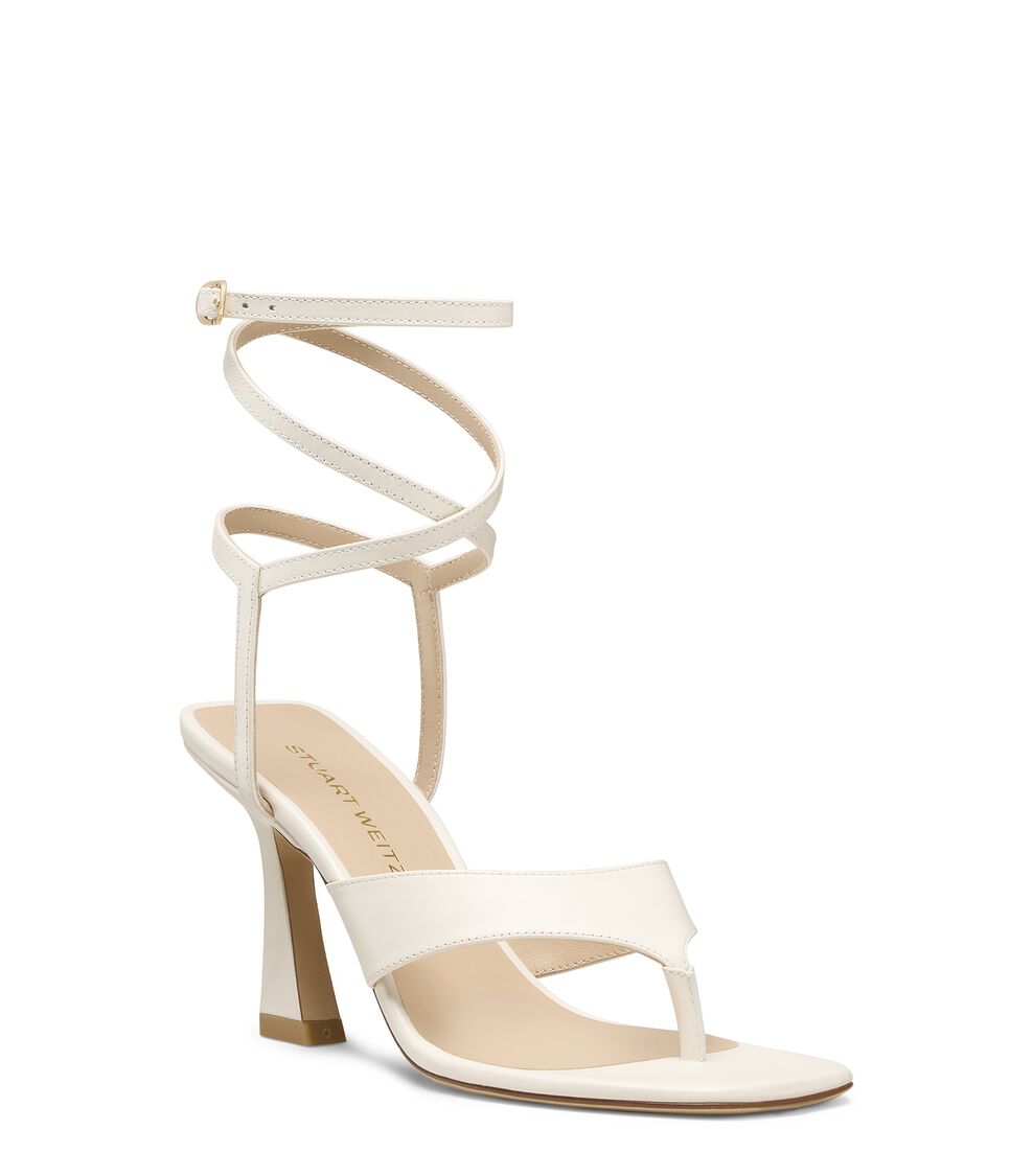 Stuart Weitzman VINNIE WRAP THONG 85 CREAM SN738SMOCRM