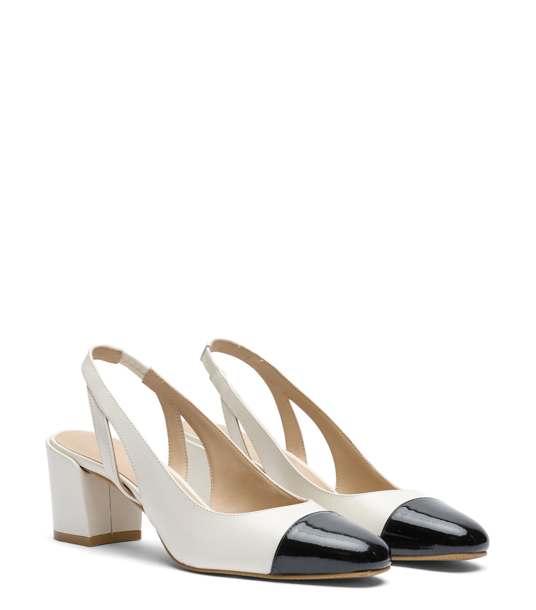 サンダル・ミュール Stuart Weitzman SS25 SLEEK 50 SLINGBACK (SF964 BLK) SLEEK 50 SLINGBACK in CREAM/BLACK for Women | Stuart Weitzman®