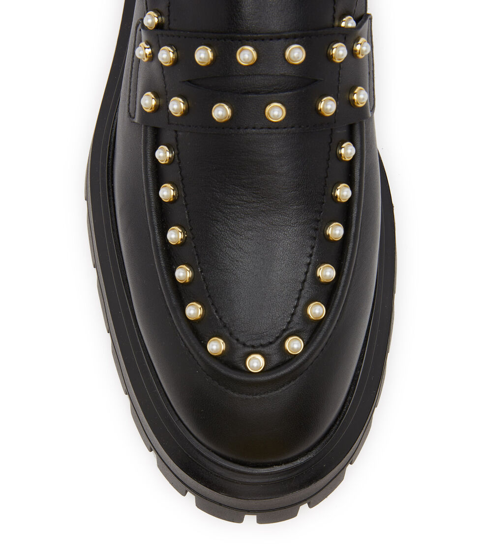 Stuart Weitzman BEDFORD PEARL LOAFER BLACK SC747CHIBLK
