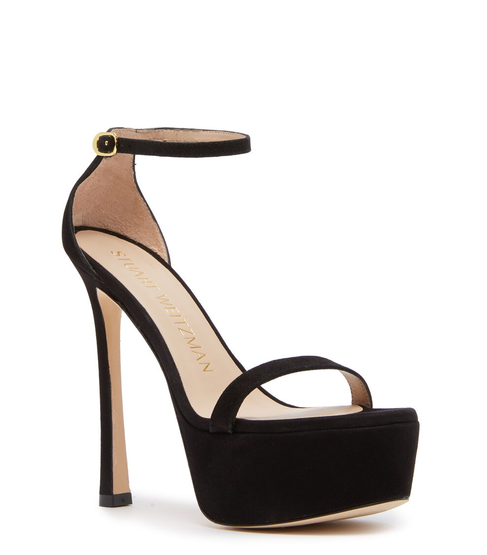 Stuart Weitzman NUDISTCURVE HOLLYWOOD SANDAL BLACK SB714SUEBLK