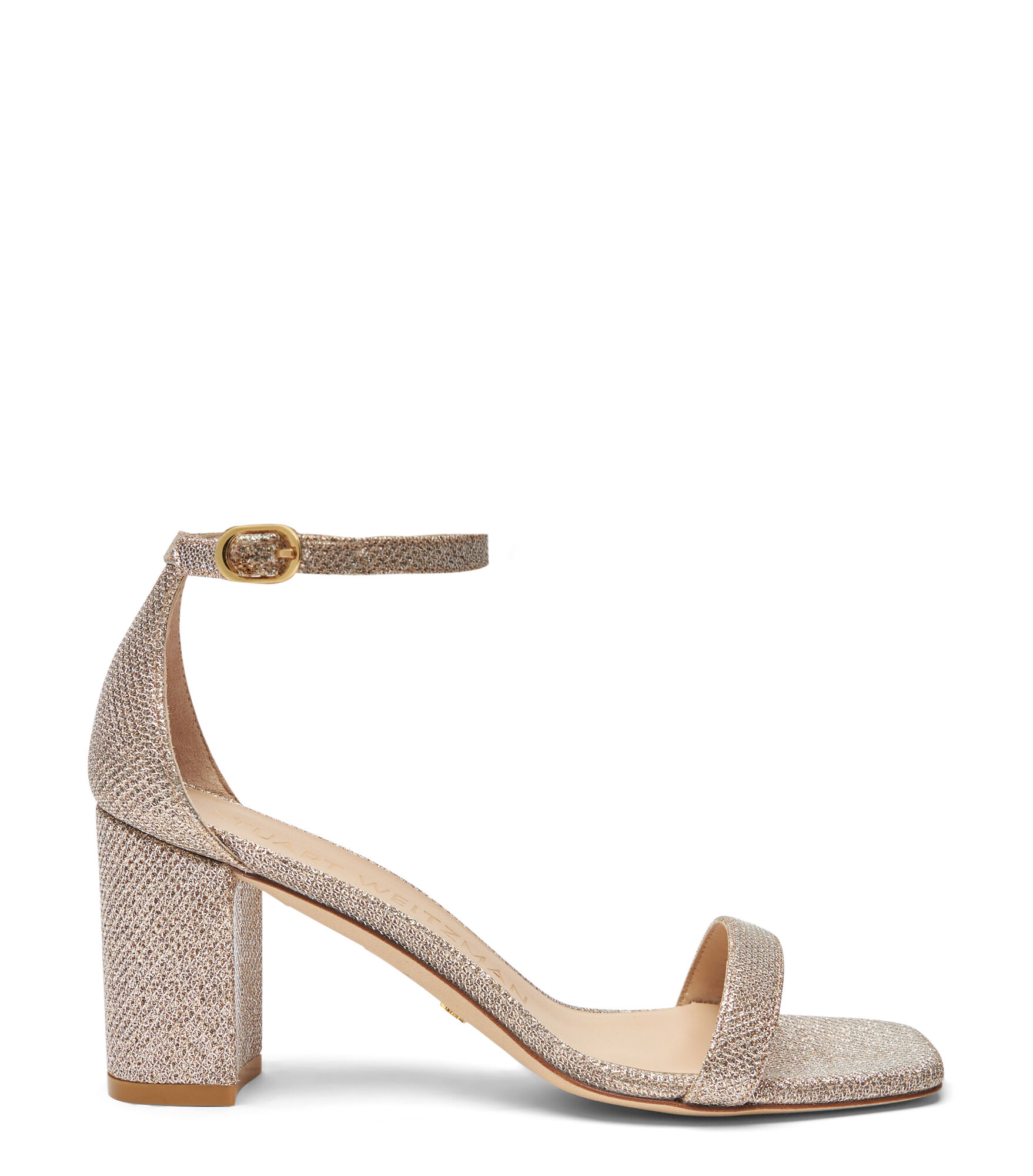 STUART WEITZMAN STUART WEITZMAN, NUDISTCURVE 75 BLOCK SANDAL, LAST CHANCE, PUDER, NEW NOIR 