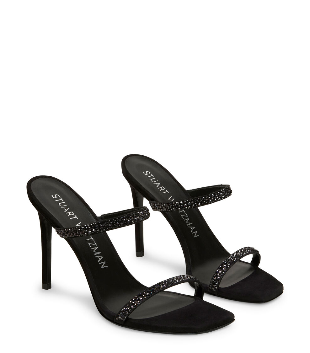 Stuart Weitzman ALEENA ROYALE 100 SLIDE BLACK/GRAPHITE SG932SUYMFP