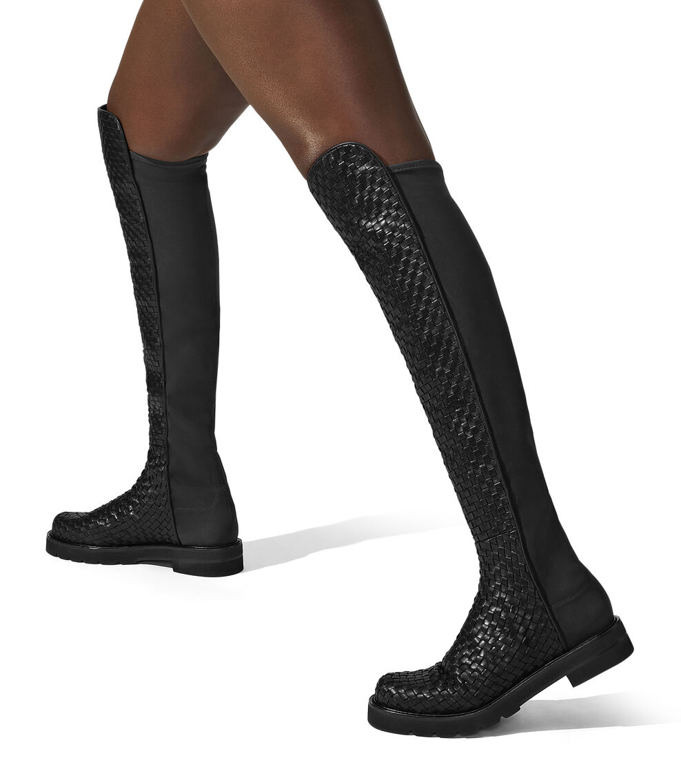 Stuart Weitzman 5050 LIFT WOVEN BOOT BLACK S5923WOSBLK