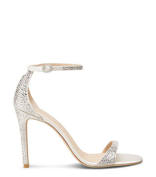 STUART WEITZMAN Dayna metallic leather platform sandals  Stuart Weitzman Cream Sandals with Silver Buckle display picture 1