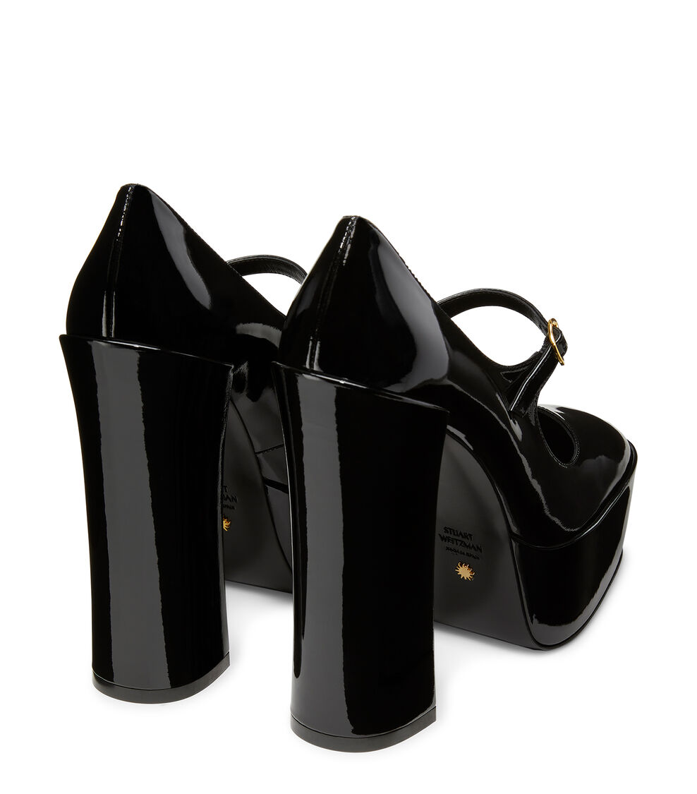 Stuart Weitzman SKYHIGH 145 MARY JANE PLATFORM PUMP BLACK SD283PATBLK
