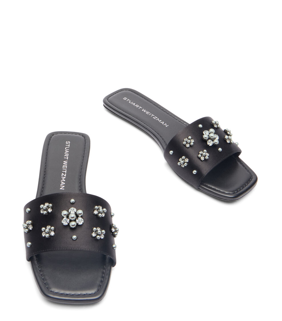 Stuart Weitzman POPPY FLAT SLIDE NEGRO/SOMBRA PLATEADA/GRIS SK105SYPXN0