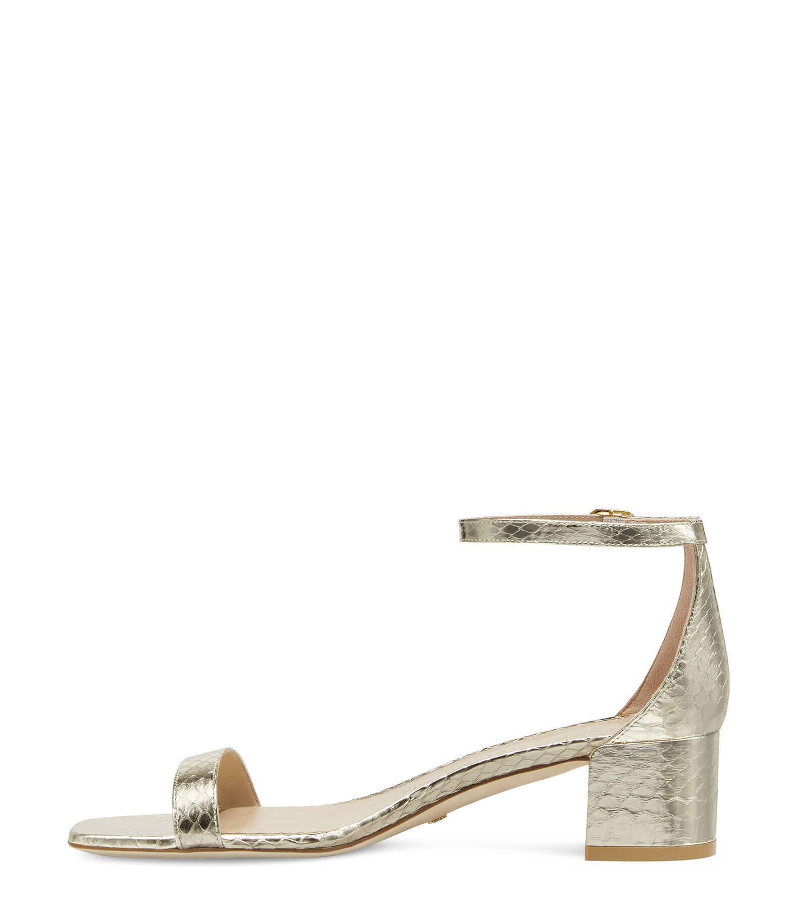 NUDISTCURVE 35 BLOCK SANDAL in PLATINO for Women | Stuart Weitzman®