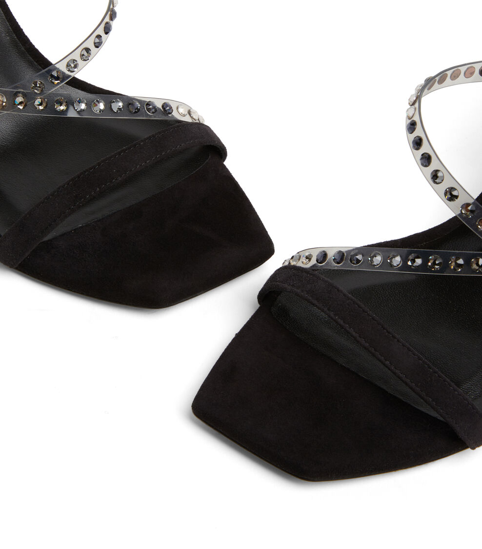 Stuart Weitzman STRAPEZE CRYSTAL 85 SLIDE Flanell/Schwarz/Schwarz Mehrfarbig SF146PVYVZ8