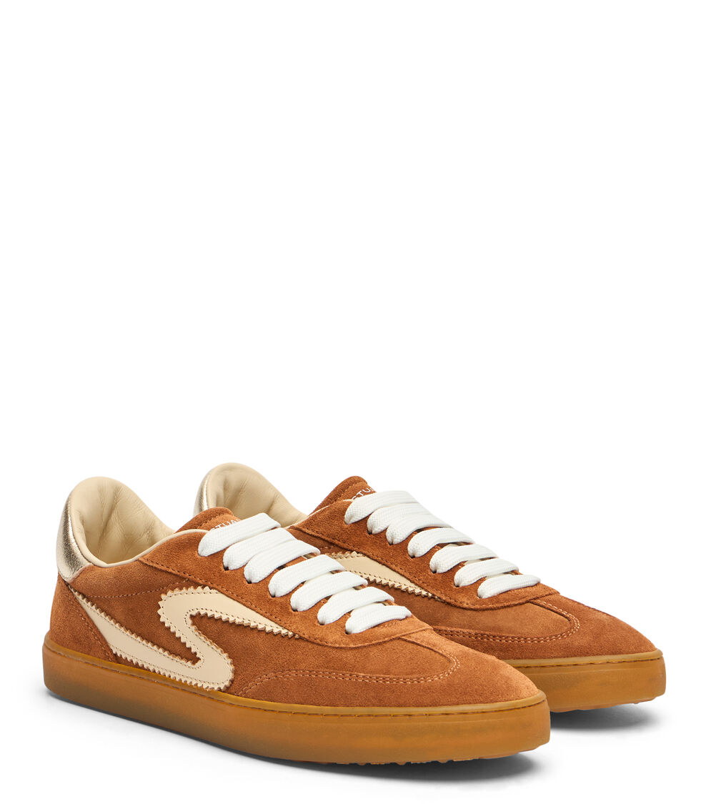 Stuart Weitzman SW RUNAROUND SNEAKER LUXE SADDLE/LINEN/PLATINUM SL643ABSY8Q