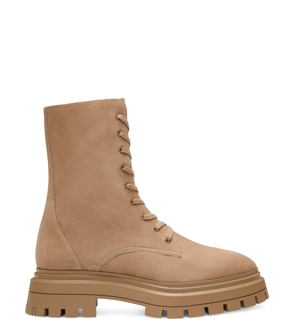 Stuart Weitzman BEDFORD SLEEK LACE-UP BOOTIE CASHMERE SD592SUEVAS