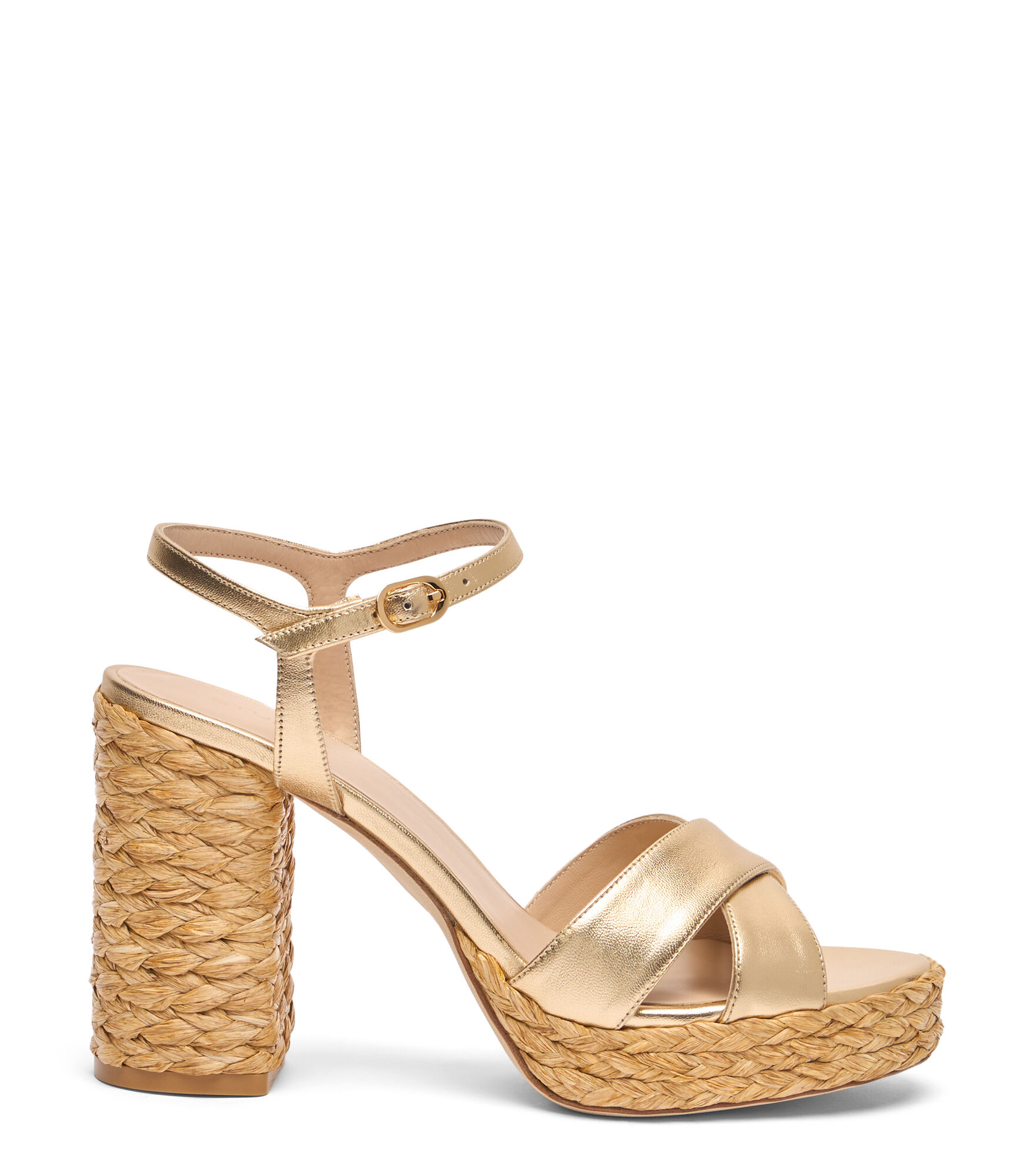 DAYNA PLATFORM SANDAL, SANDALES, /, LIQUID METALLIC/BRAIDED RAFFIA - Stuart Weitzman - Modalova