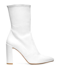 Clinger Women s White Stretch Leather Booties Stuart Weitzman