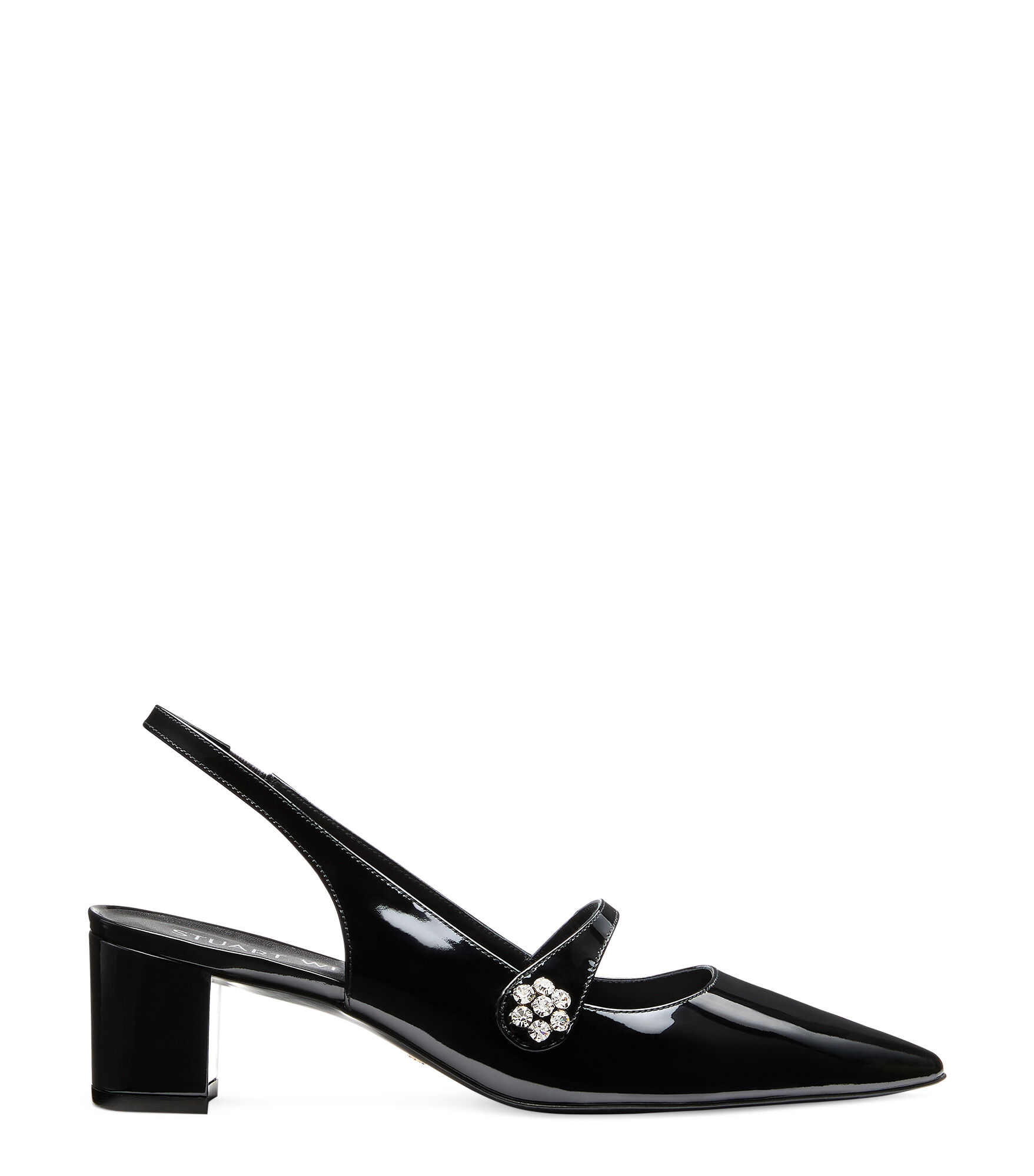 CRYSTAL FLEUR 50 BLOCK SLINGBACK in BLACK for Women Stuart Weitzman