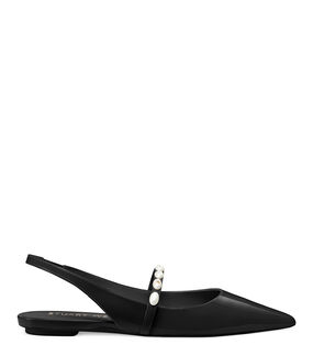 Stuart Weitzman EMILIA PEARLITA SLINGBACK FLAT NEGRO SH557PATBLK