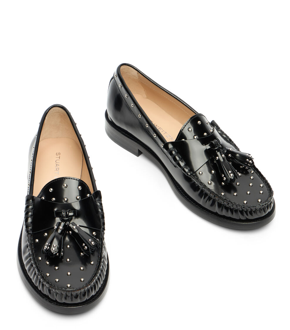 Stuart Weitzman LOTTIE SOSTUD TASSEL LOAFER BLACK SL495APSBLK