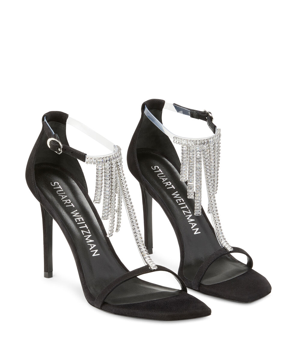 Stuart Weitzman NUDISTCURVE SUPERGLAM 100 SANDAL BLACK SE091SUEBLK