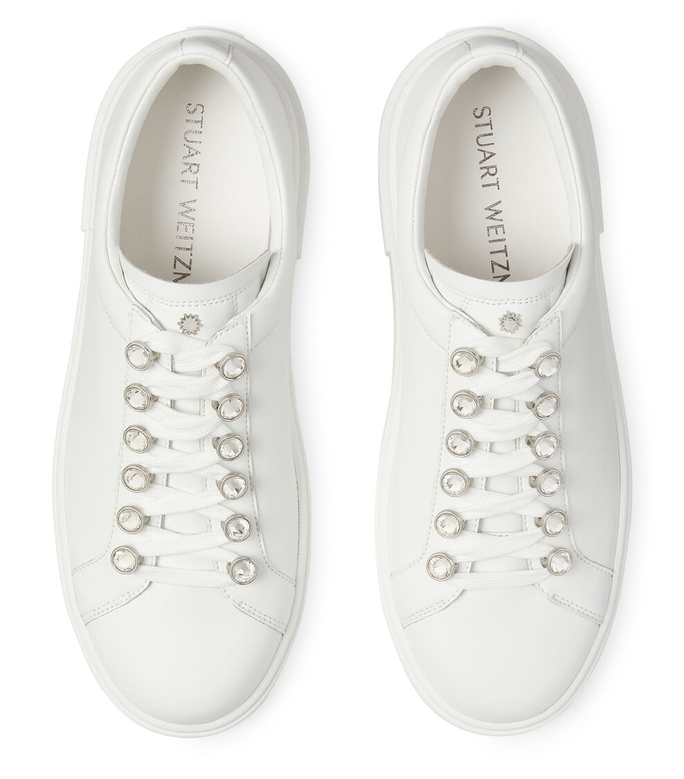 Stuart Weitzman RYAN CRYSTAL SNEAKER BIANCO SD379ACIWHT