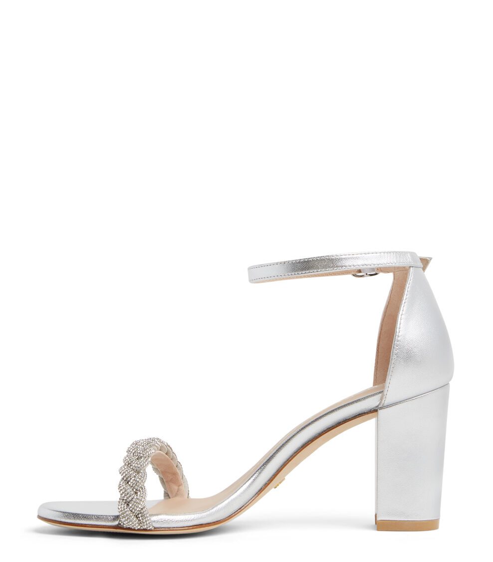 Stuart Weitzman NEARLYNUDE HIGHSHINE SANDAL SILVER SC643LIDSLV