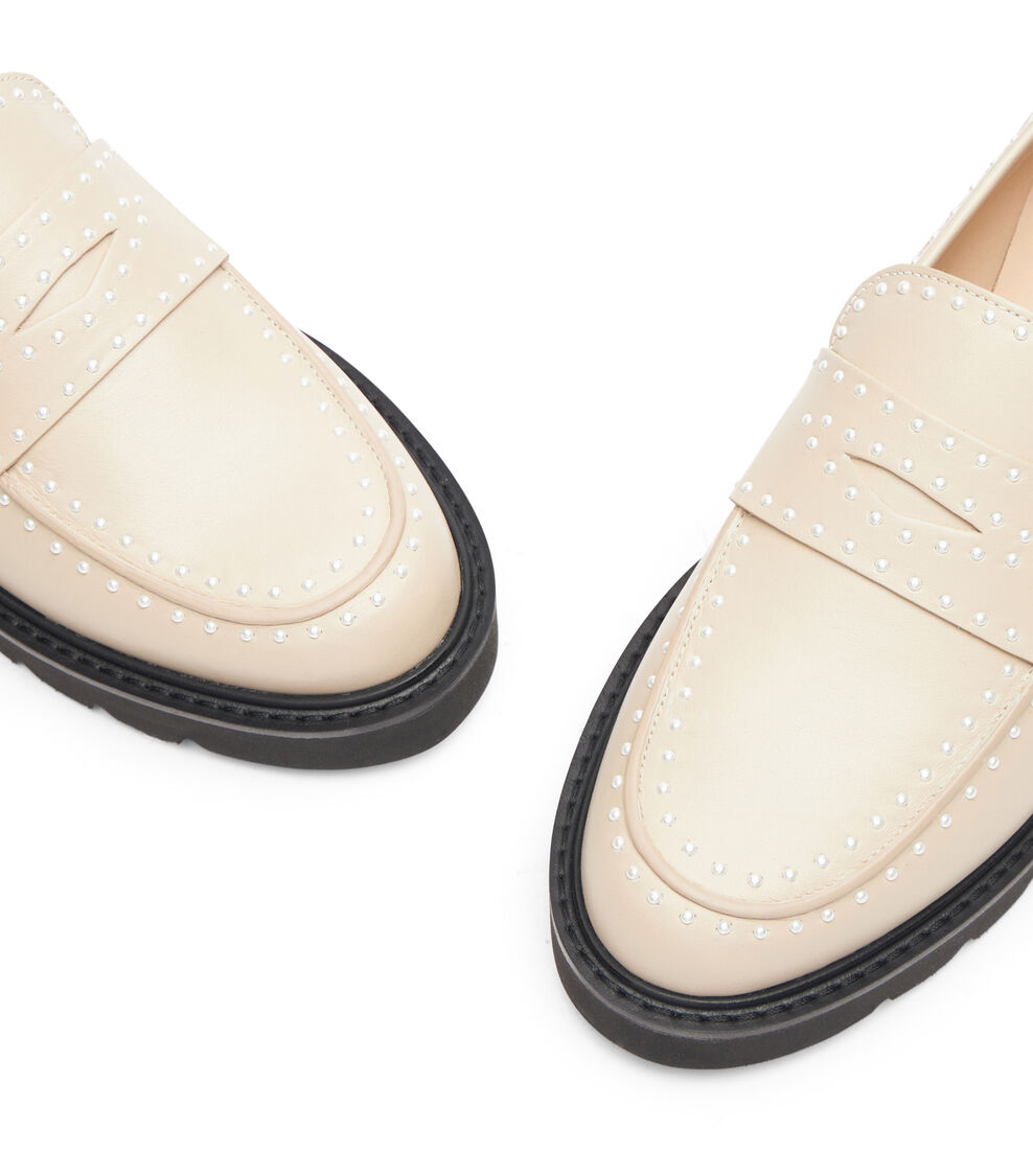 Stuart Weitzman PARKER LIFT MINI PEARL LOAFER DÜNE SF409SMODUN