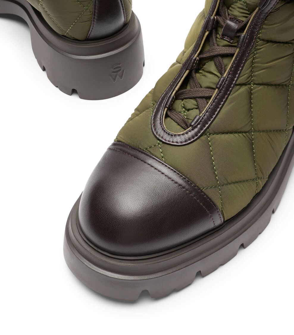 Stuart Weitzman HUDSON QUILTED HIKER BOOTIE OLIVE/EBONY SN082QUOYQN