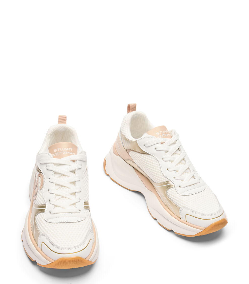 Stuart Weitzman SW TRAINER WHITE/BARELY BEIGE/PLATINUM SL648CMLY8Z