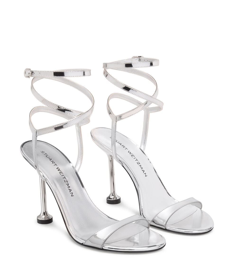 Stuart Weitzman NUDISTINI WRAP 100 SILVER SM911LSPSLV