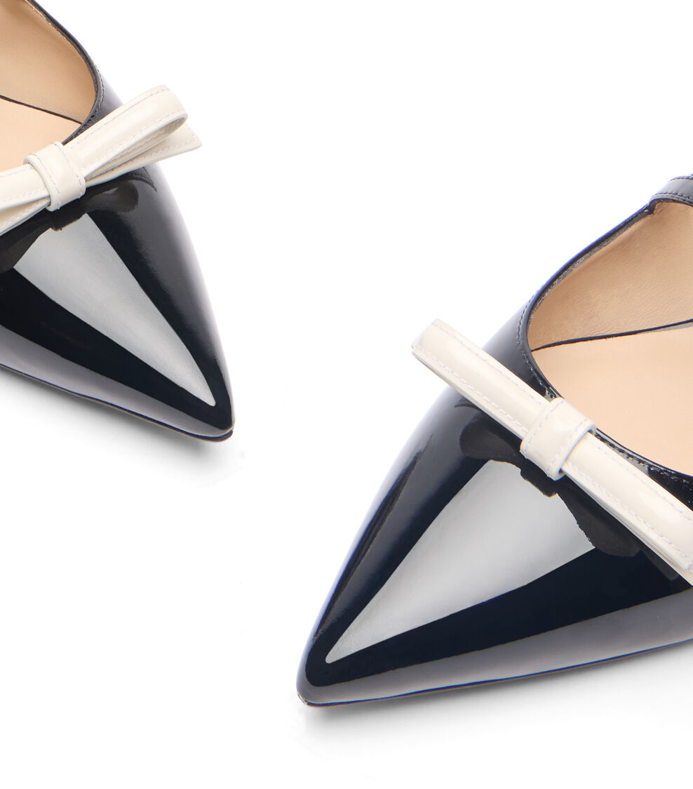 Stuart Weitzman STUART FELICITY MARY JANE FLAT NOIR/CREAM SK139PATP5R