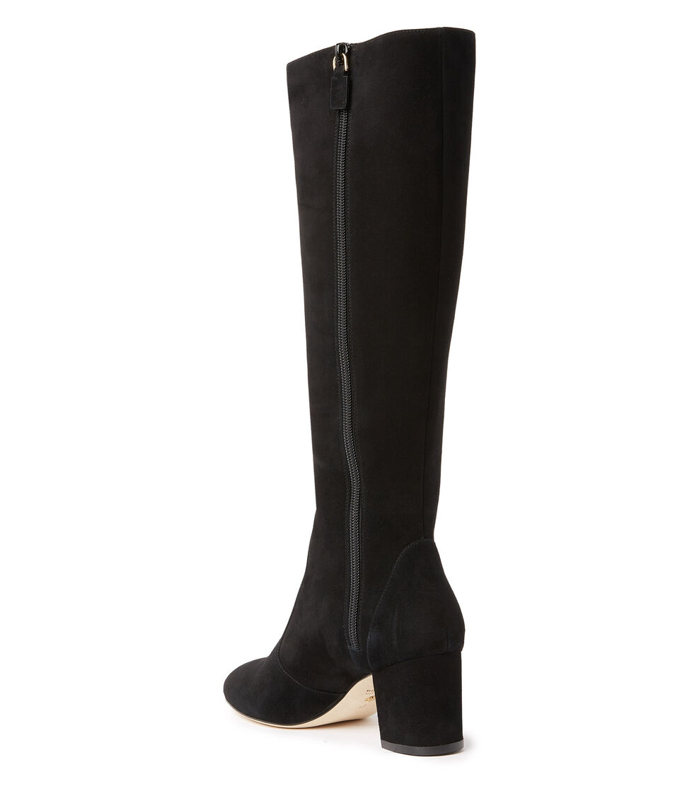 Stuart Weitzman YULIANA 60 KNEE-HIGH ZIP BOOT BLACK SC708SUEBLK