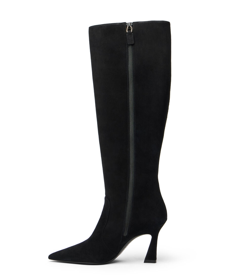 Stuart Weitzman VINNIE ZIP BOOT 85 BLACK SM588SUEBLK