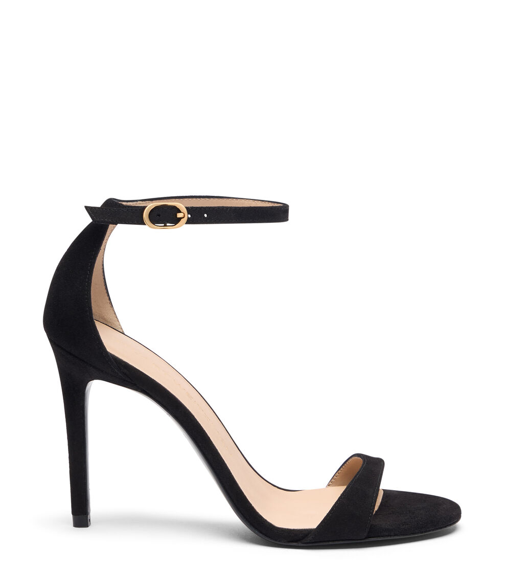 Stuart Weitzman NUDIST II SANDAL 100 BLACK SJ993SUEBLK