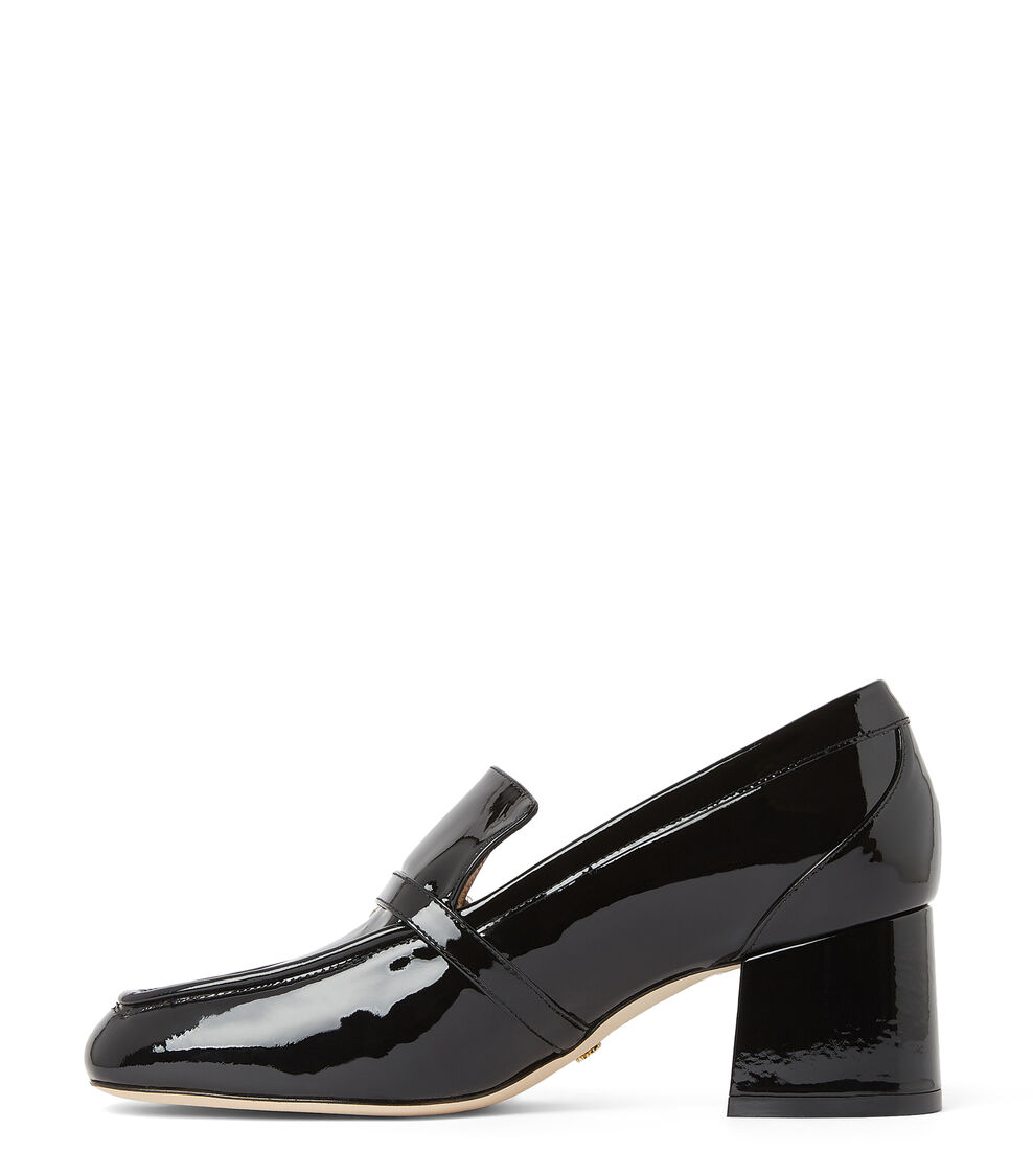 Stuart Weitzman CRYSTAL GEO BUCKLE 60 LOAFER BLACK SC624PATBLK