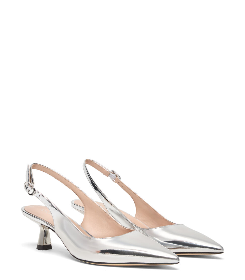 Stuart Weitzman STUART SCULPT SLINGBACK 50 SILVER SO050LSPSLV