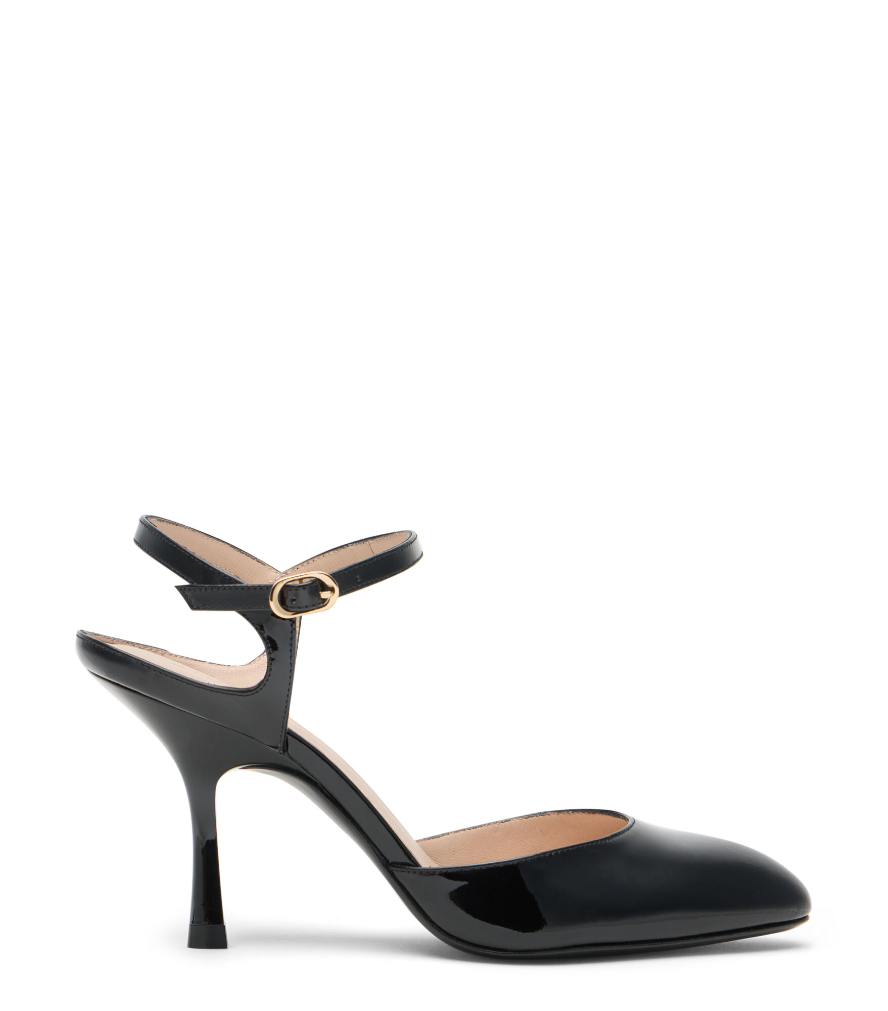 Stuart Weitzman, MADISON STRAP PUMP 85, PUMPS, BLACK, PATENT