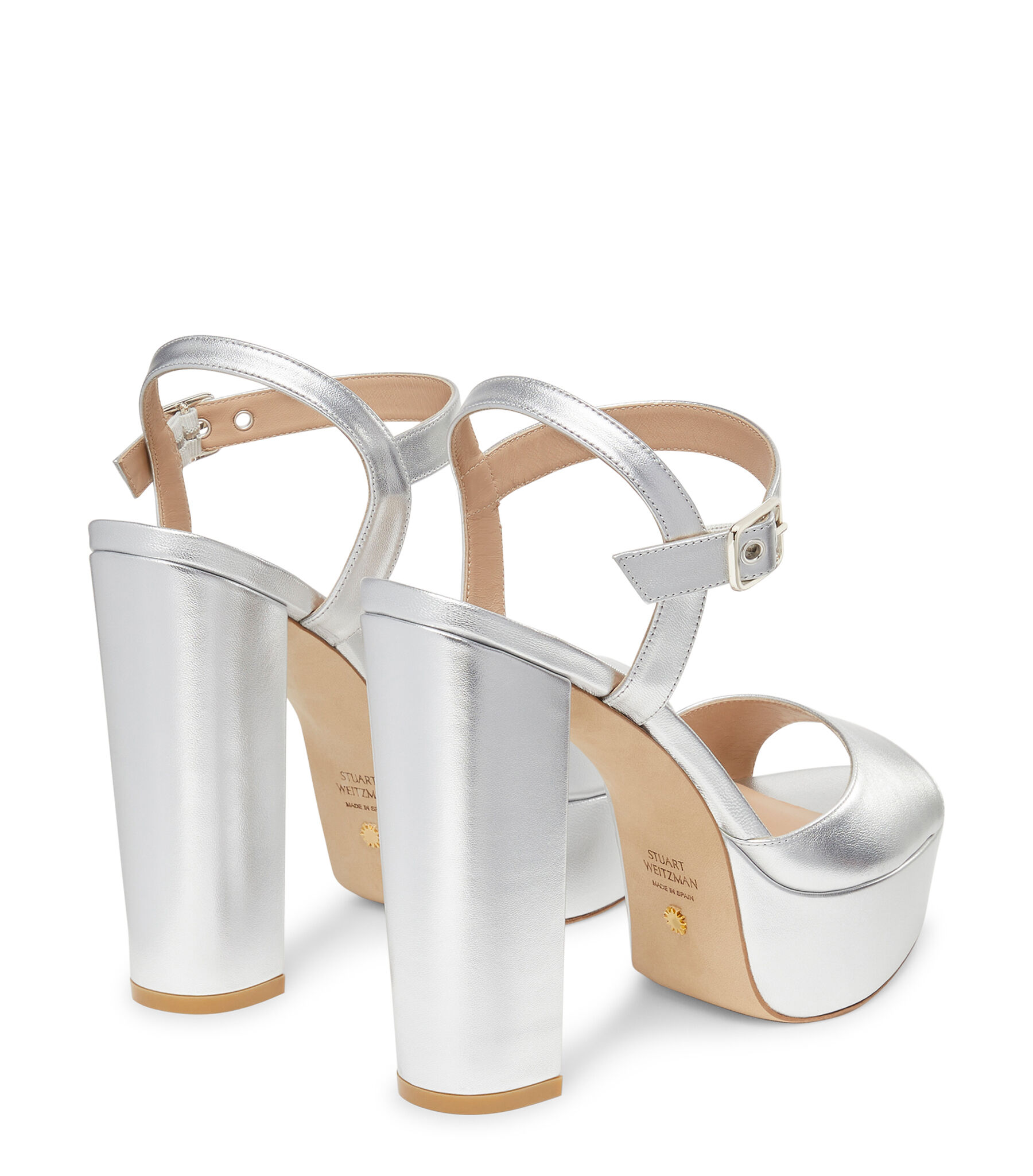 Stuart weitzman silver platform sandals hot sale