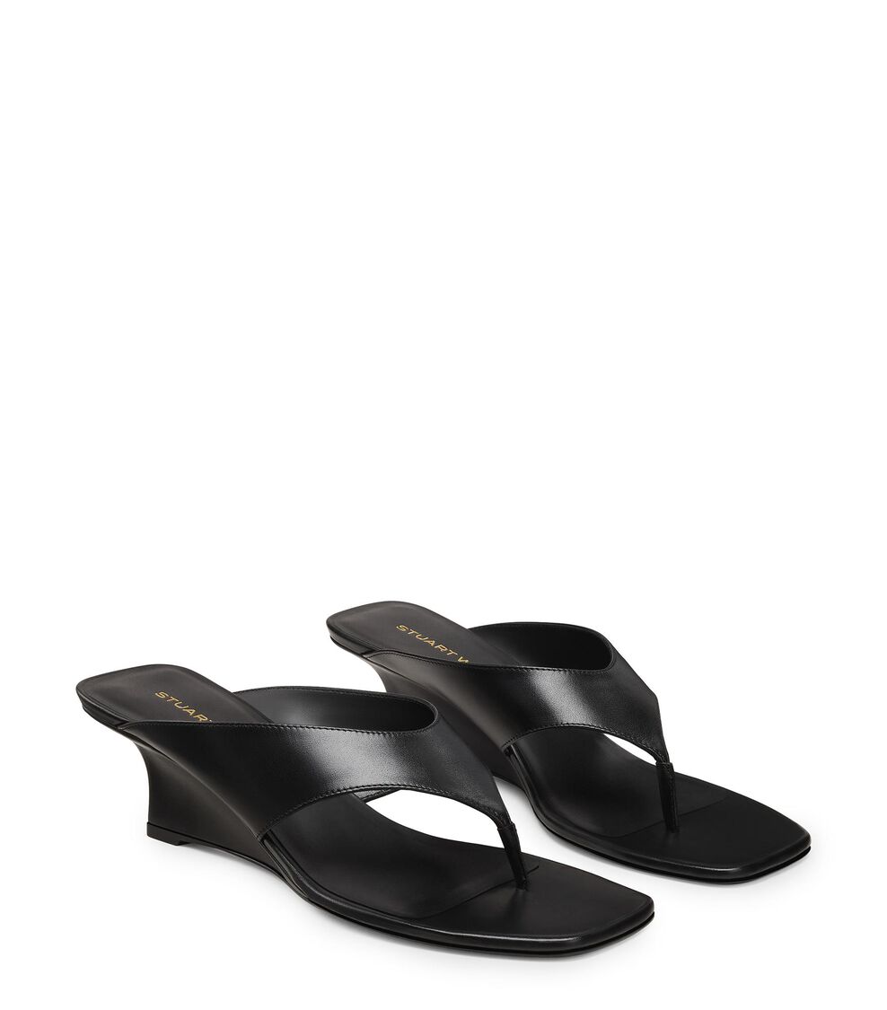 Stuart Weitzman VINNIE WEDGE THONG 50 BLACK SN715PATBLK