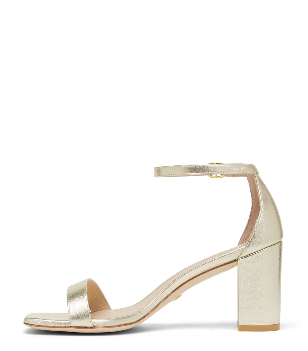 Stuart Weitzman NUDISTCURVE 75 BLOCK SANDAL LIGHT GOLD SA540LIDLIO
