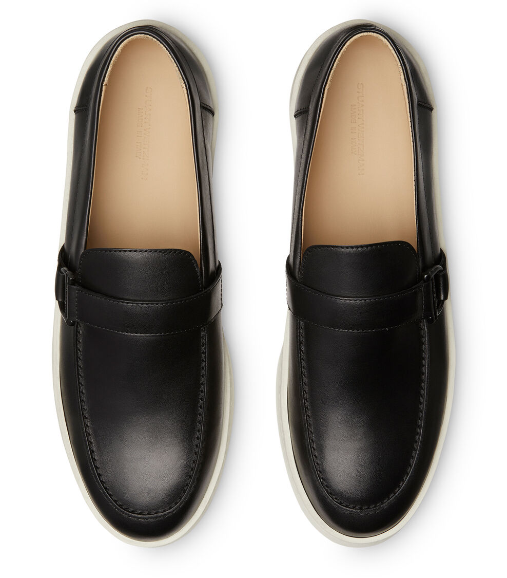 Stuart Weitzman HAMPTONS BUCKLE LOAFER BLACK SI179CALBLK