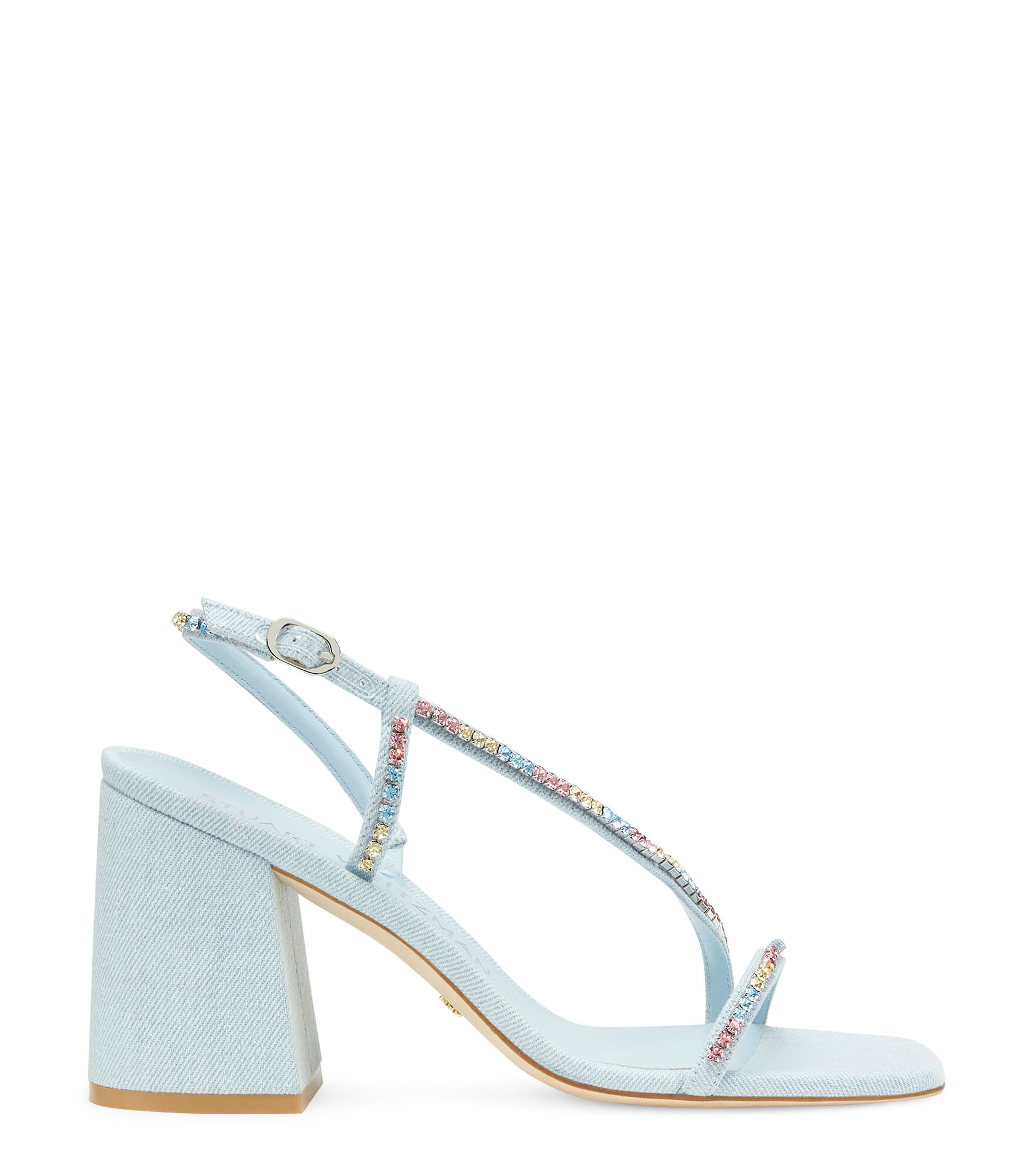 SOIREE CRYSTAL 85 BLOCK SANDAL, Last chance, , DENIM VINTAGE - Stuart Weitzman - Modalova