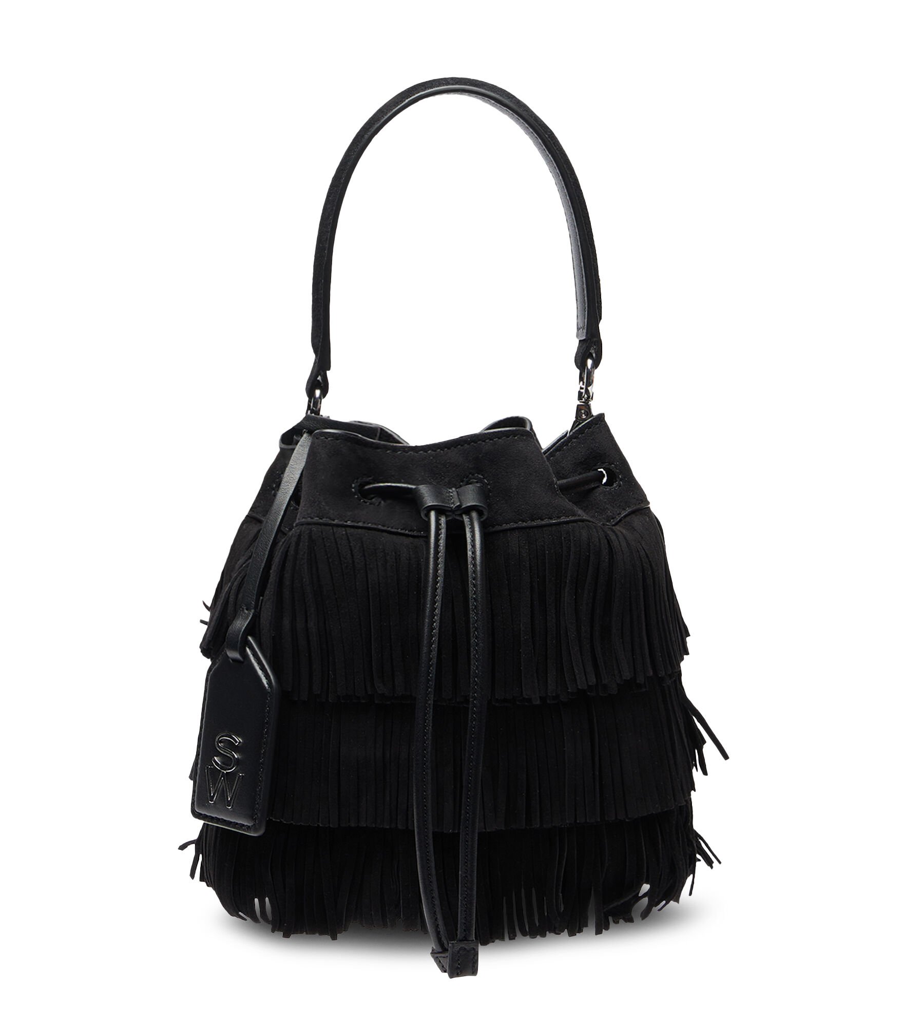 Black fringe bucket 2025 bag
