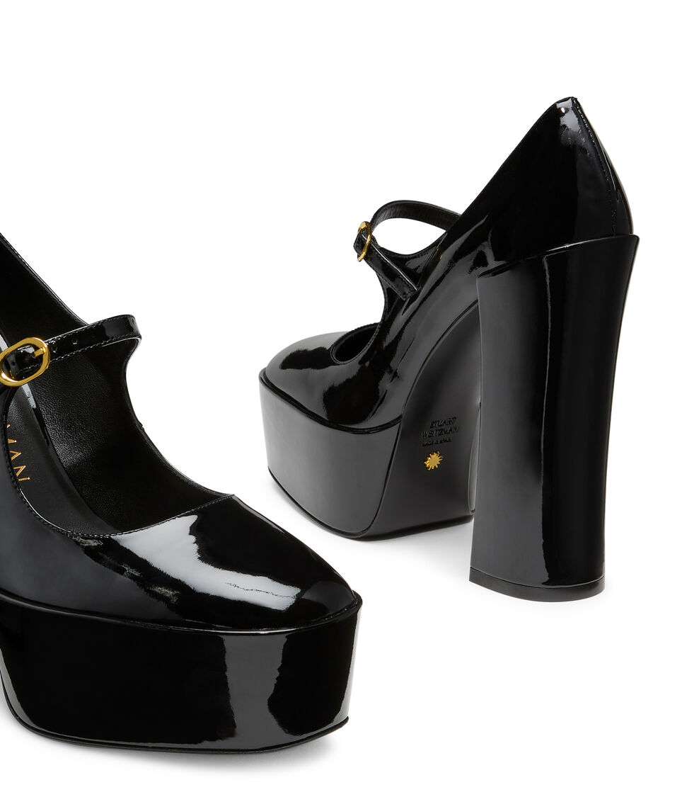 Stuart Weitzman SKYHIGH 145 MARY JANE PLATFORM PUMP BLACK SD283PATBLK